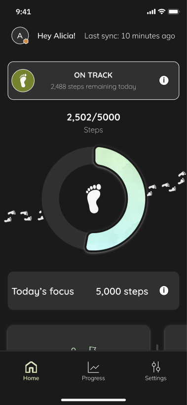Final HabitHero dashboard showing daily status and remaining steps.